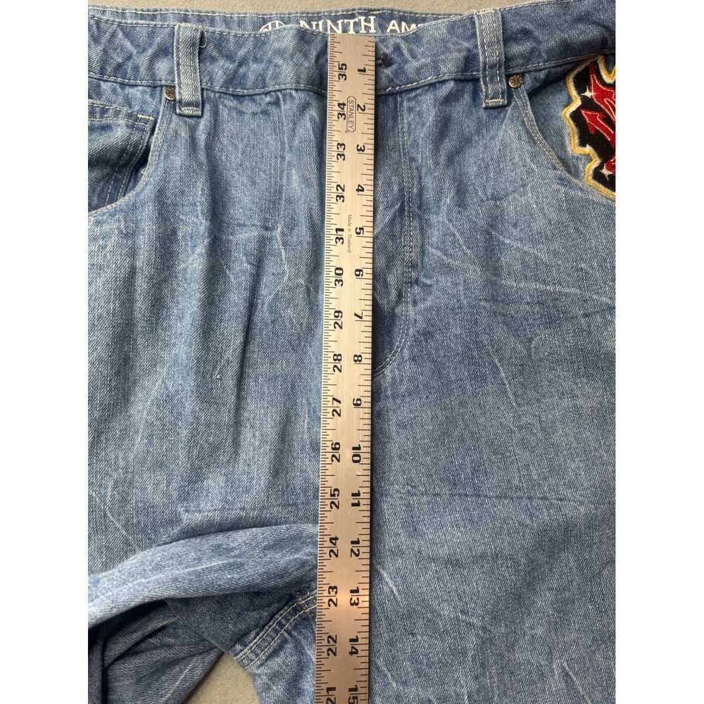 Ninth Hall Dragon Embroidered Baggy Jeans Sz 40x30 Y2K Cyber Grunge Streetwear - Picture 11 of 12